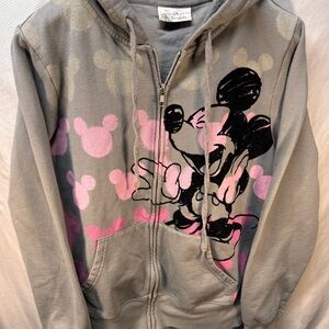 Walt Disney World Disneyland Mickey Mouse Gray & Pink Full Zip Hoodie - Kids XL
